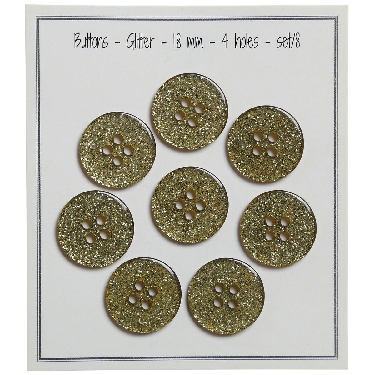 Set of 8 glitter buttons 18 mm - Green