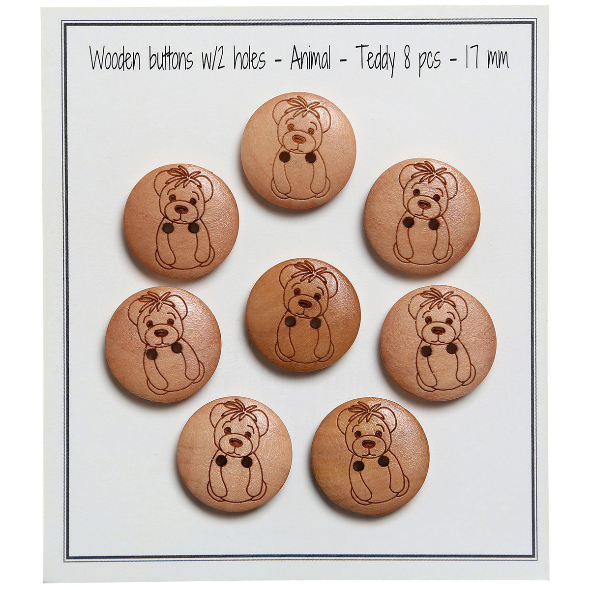 Set of 8 17 mm wooden buttons - Teddy