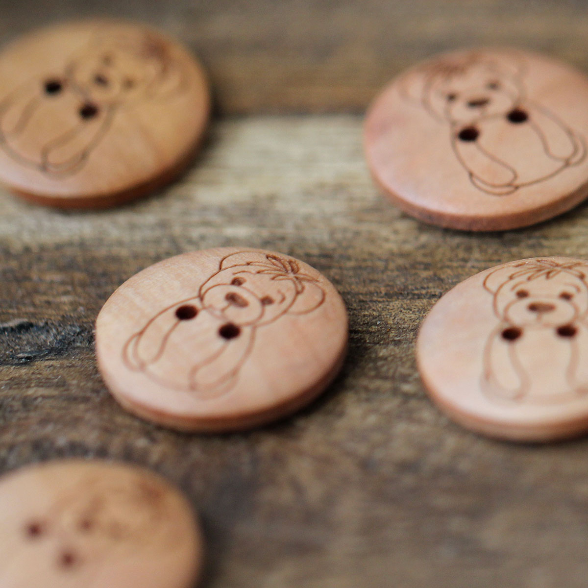 Set de 8 boutons bois 17 mm - Teddy