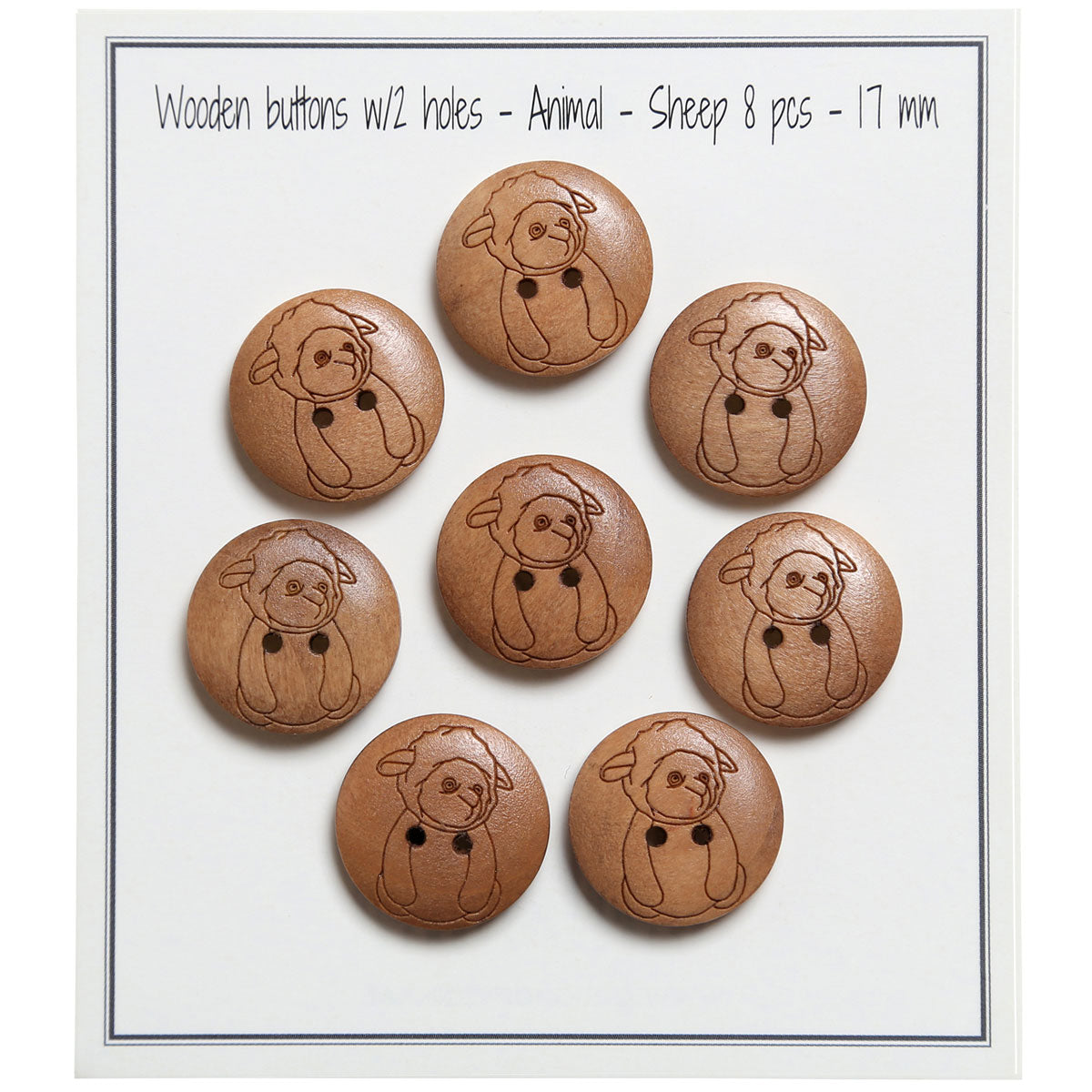 Set of 8 wooden buttons 17 mm - sheep