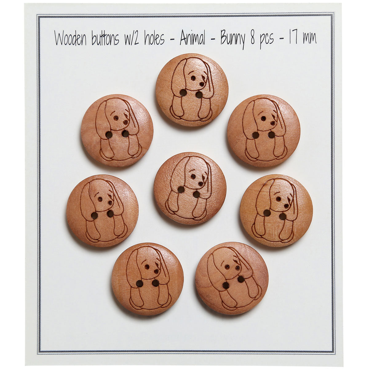 Set de 8 boutons bois 17 mm - Lapin