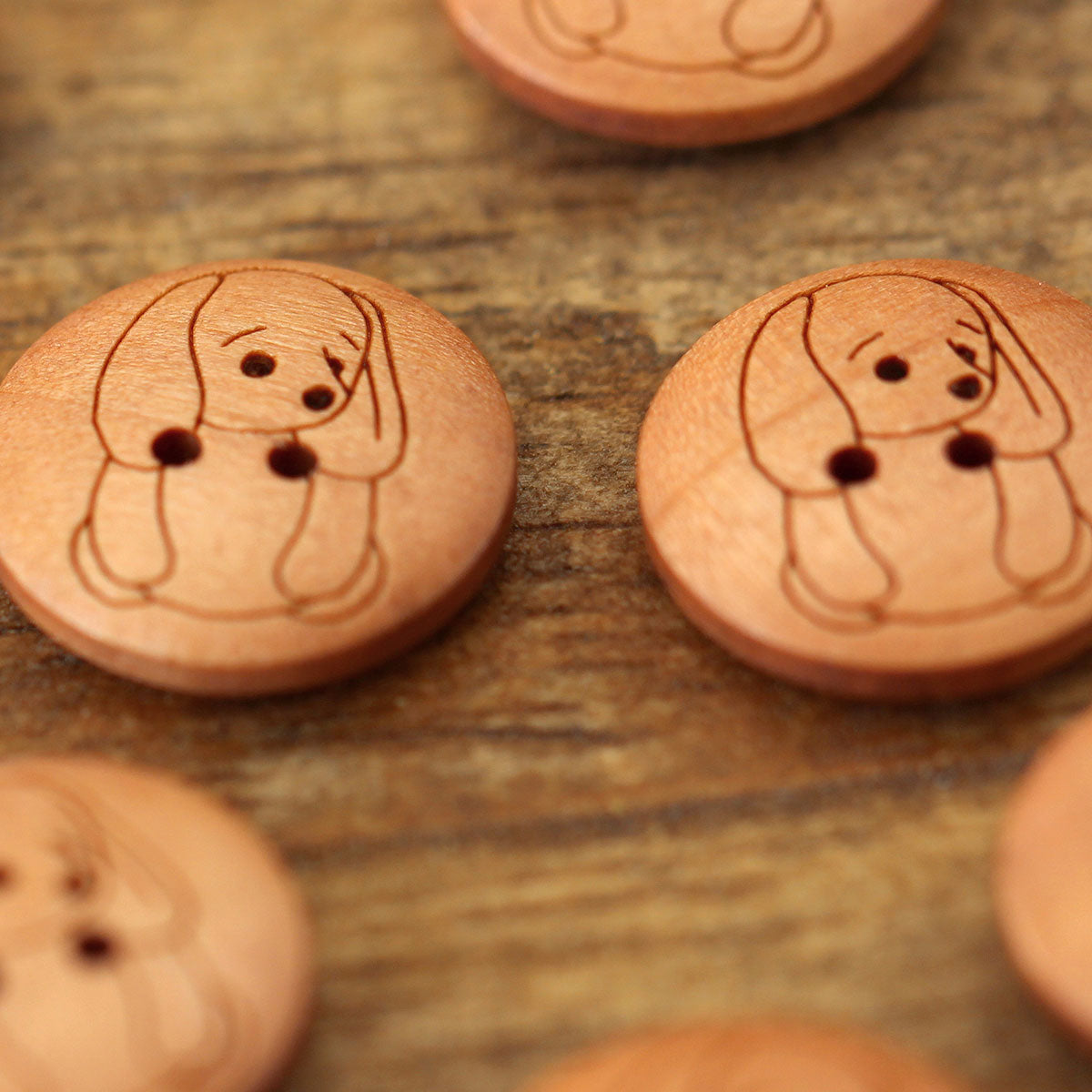 Set of 8 17 mm wooden buttons - Rabbit