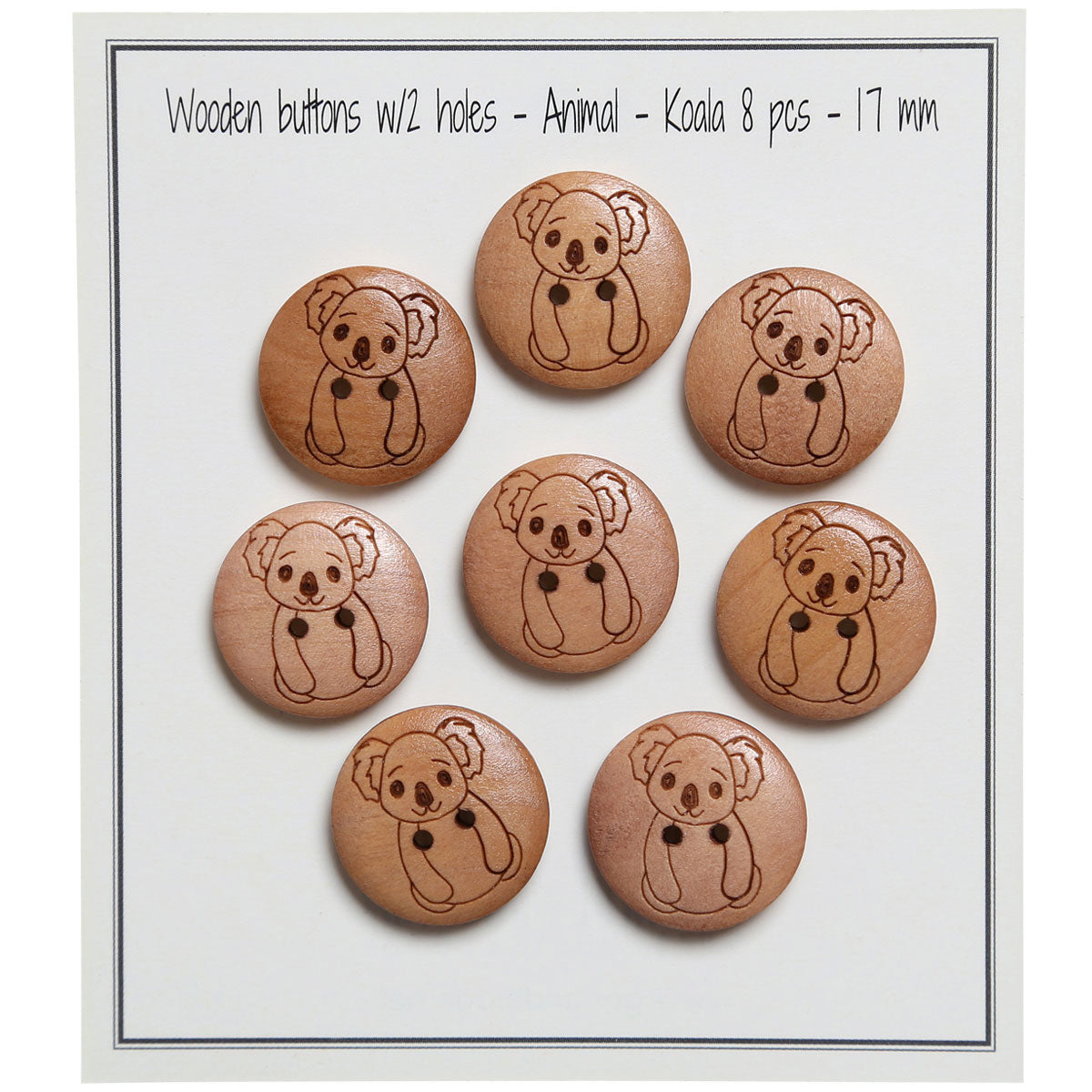 Set de 8 boutons bois 17 mm - Koala