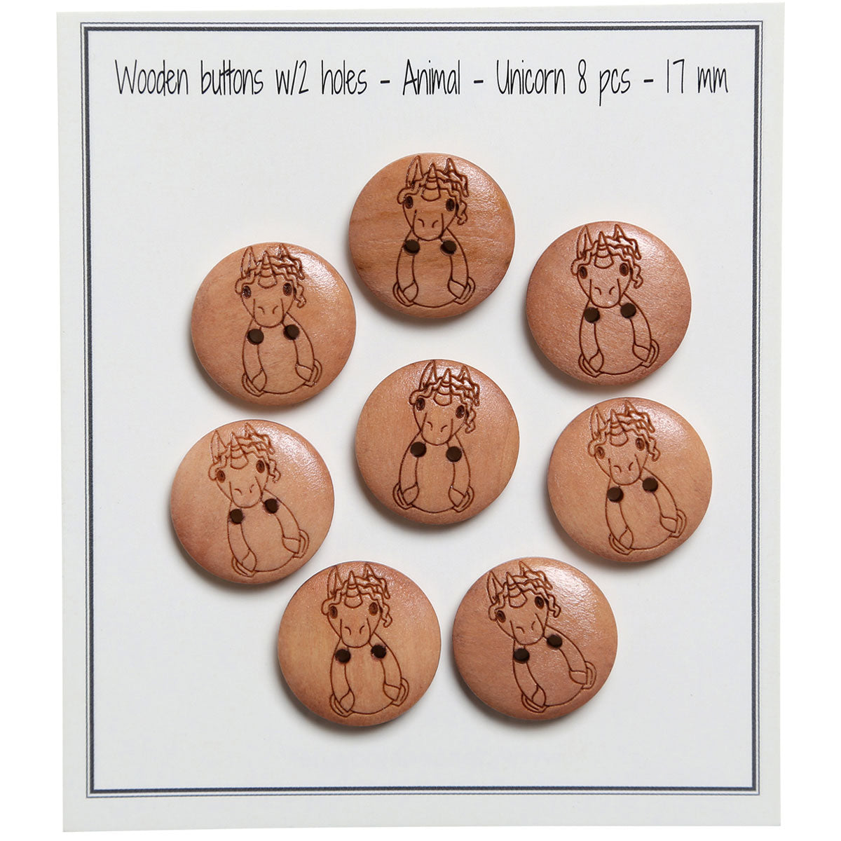 Set of 8 17 mm wooden buttons - Unicorn