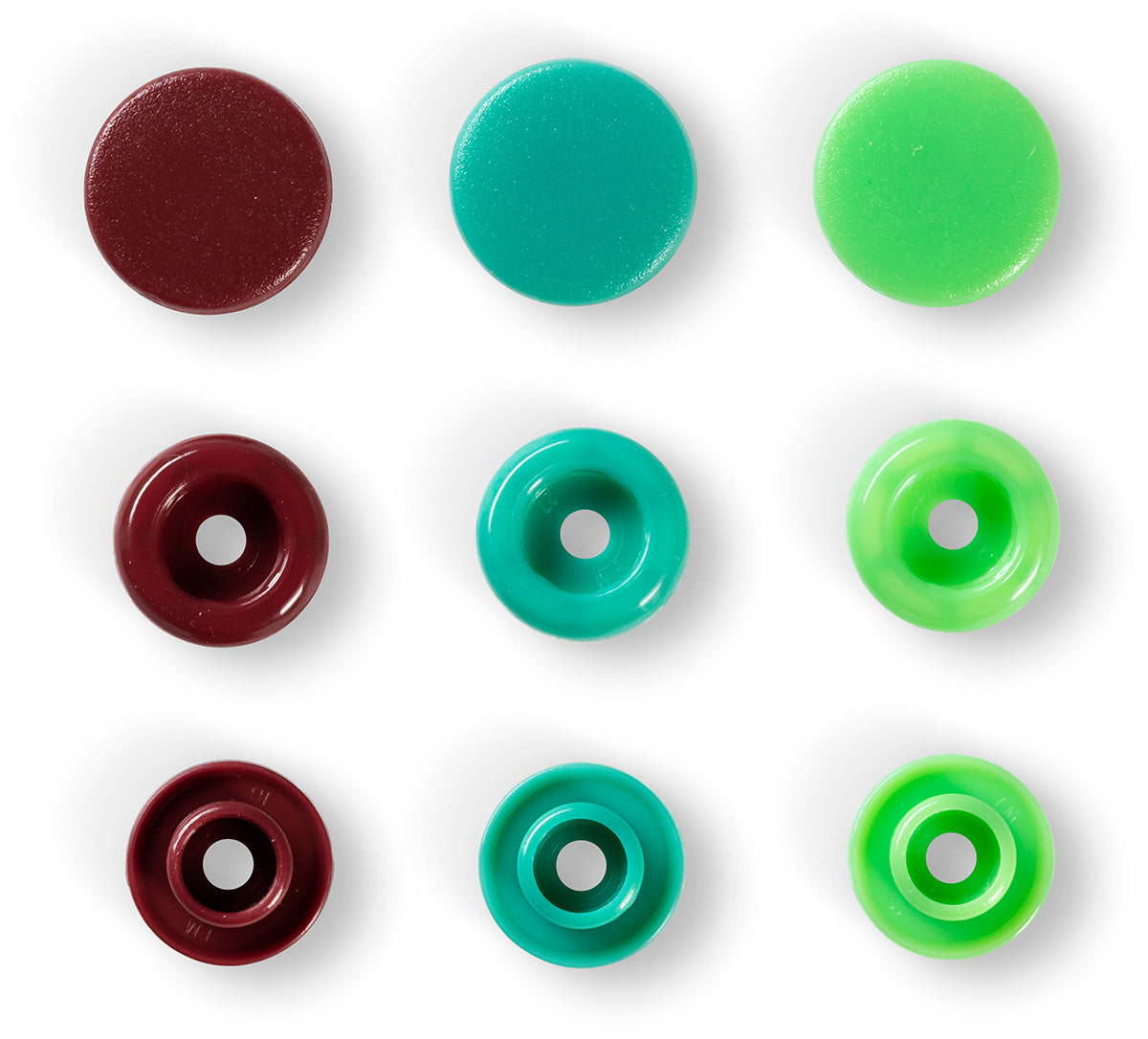 Set de 30 boutons pression Color Snaps 12,4 mm - Vert, vert clair et brun