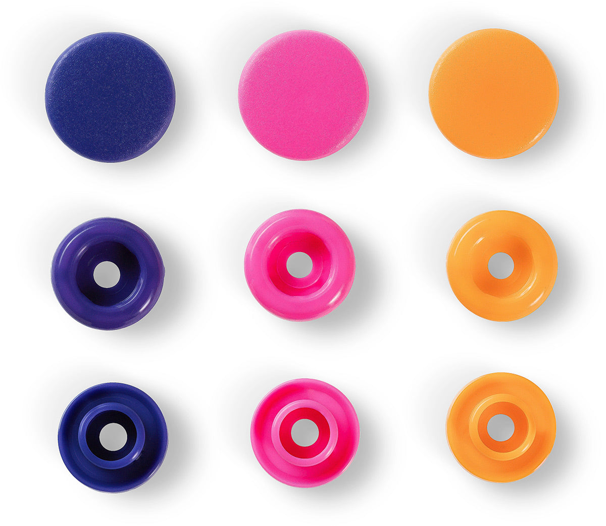 Set of 30 Pruits Color Snaps 12.4 mm - Orange, Fuchsia and Violet