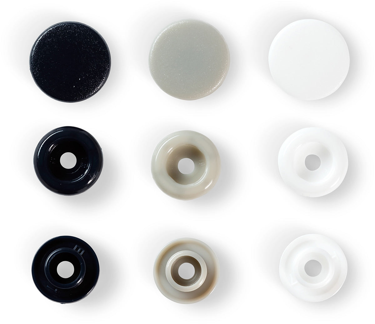 Set de 30 boutons pression Color Snaps 12,4 mm - Marine, gris et blanc