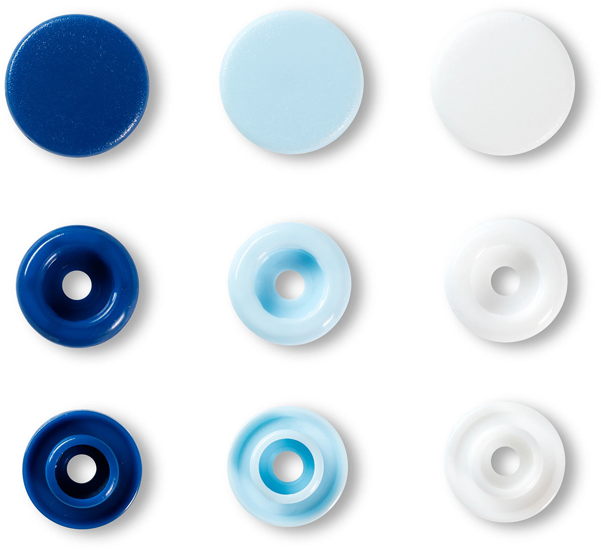 Set von 30 Pickeln Farbschnupfe 12,4 mm - Blau, Weiß und Hellblau