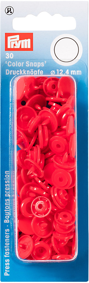 Set de 30 boutons pression Color Snaps 12,4 mm - Rouge vif