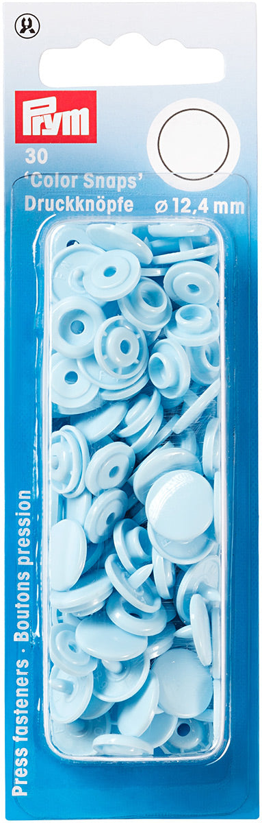 Set of 30 pimples color snaps 12.4 mm - light blue