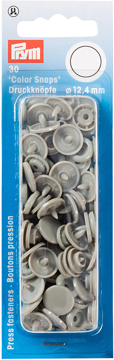 Set of 30 Pruits Color Snaps 12.4 mm - Gray buttons