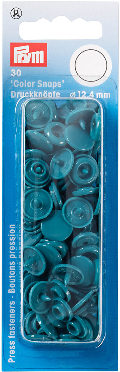 Set de 30 boutons pression Color Snaps 12,4 mm - Bleu pétrole