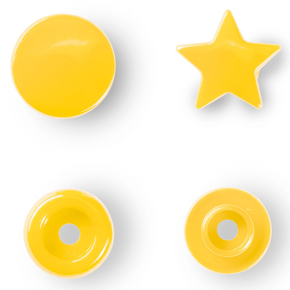 Set of 30 pimples color snaps stars 12.4 mm - yellow