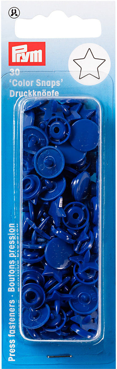 Set de 30 boutons pression Color Snaps Étoiles 12,4 mm - Bleu royal