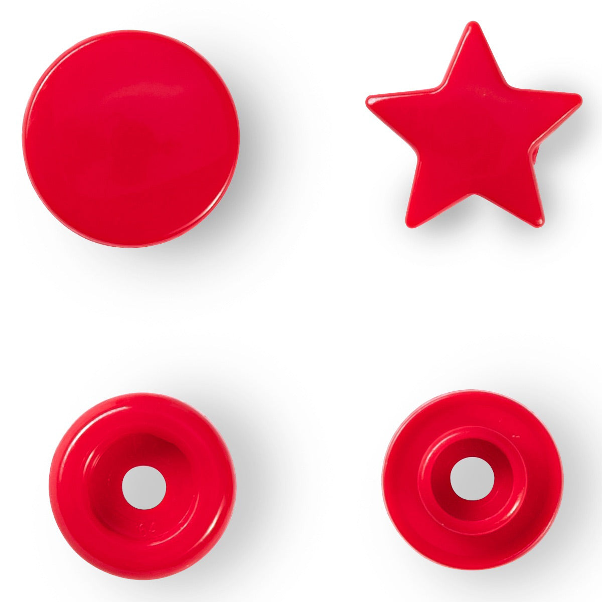 Set de 30 boutons pression Color Snaps Étoiles 12,4 mm - Rouge