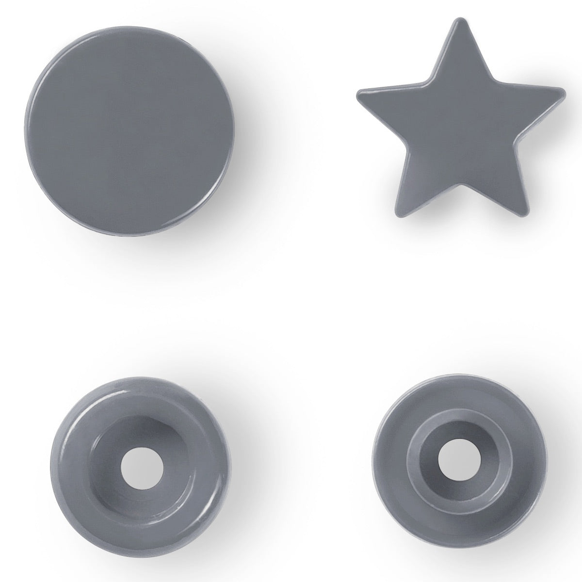 Set of 30 pimples color snaps stars 12.4 mm - silver gray