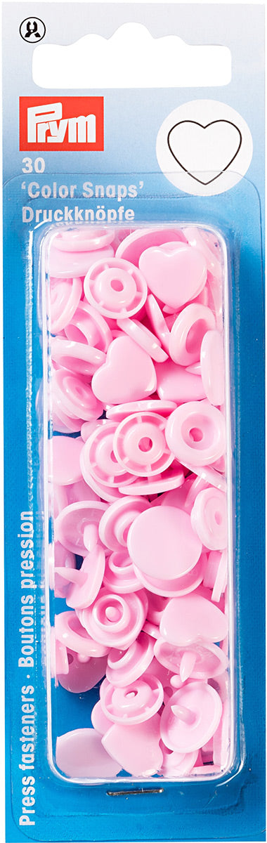 Set de 30 boutons pression Color Snaps Coeurs 12,4 mm - Rose