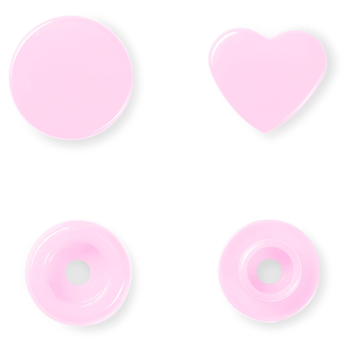 Set of 30 pimples color snaps hearts 12.4 mm - pink