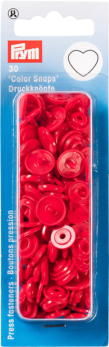 Set of 30 Pruits Color Snaps Coeurs 12.4 mm - Red