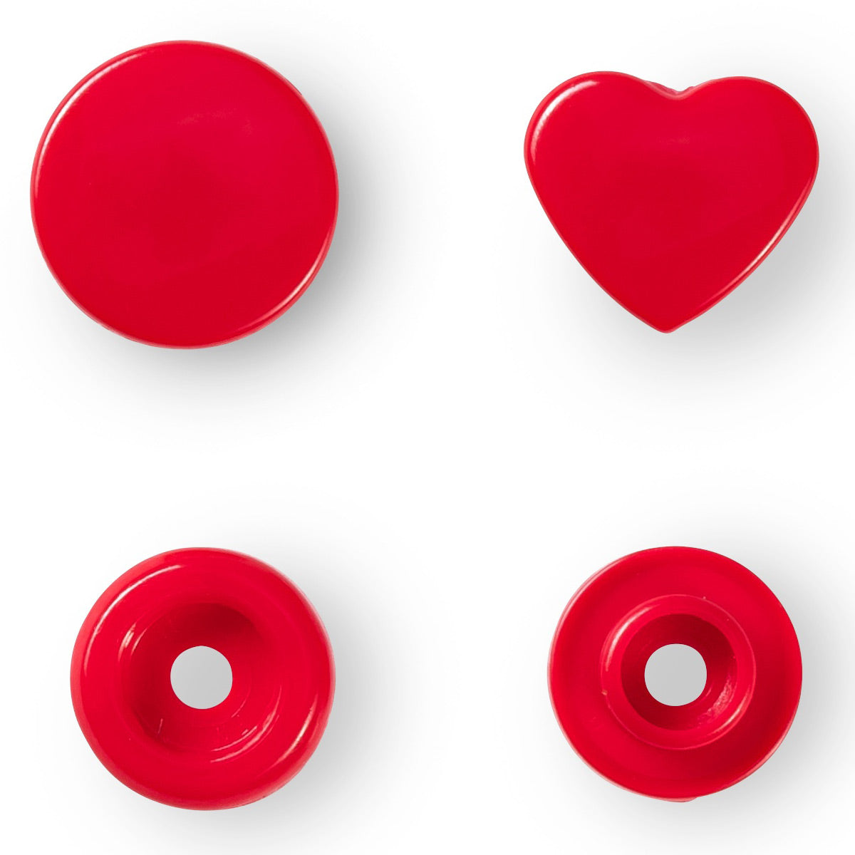 Set de 30 boutons pression Color Snaps Coeurs 12,4 mm - Rouge