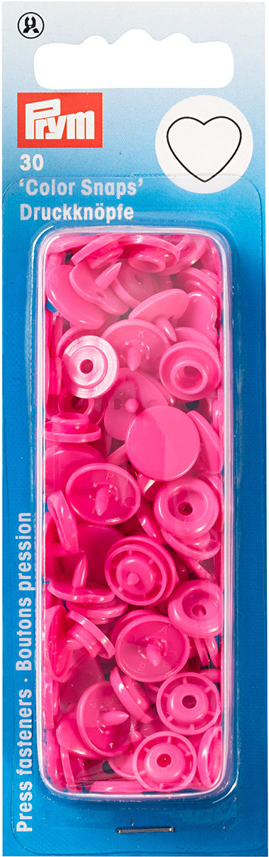 Set de 30 boutons pression Color Snaps Coeurs 12,4 mm - Fuchsia