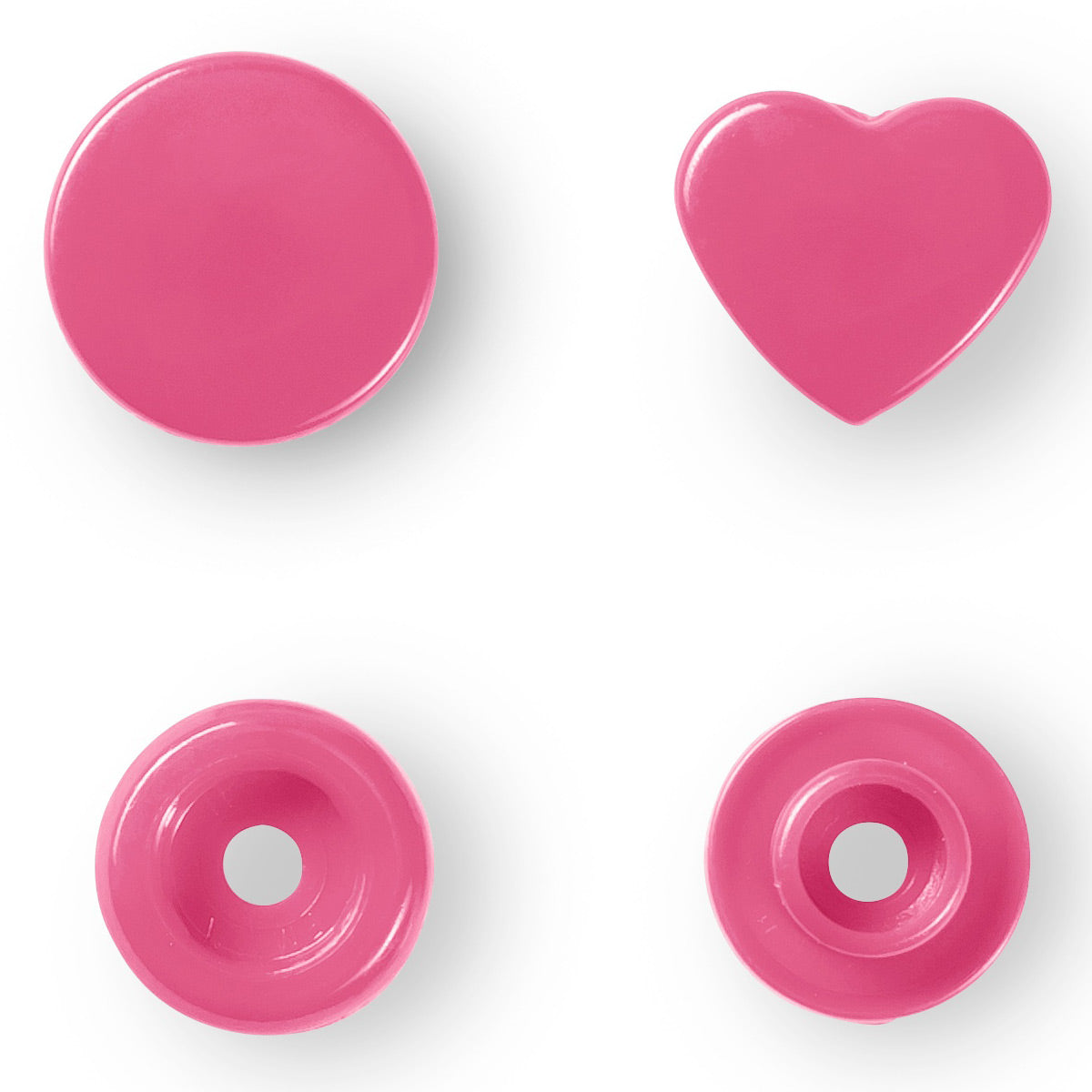 Set of 30 Pruit Pressure buttons 12.4 mm Coeurs - Fuchsia