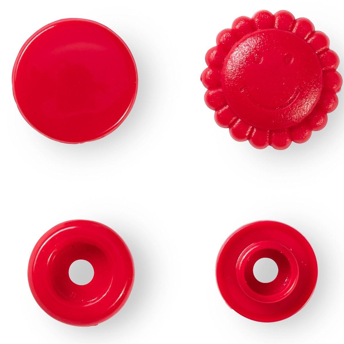 Set de 21 boutons pression Color Snaps Fleurs 13,6 mm - Rouge