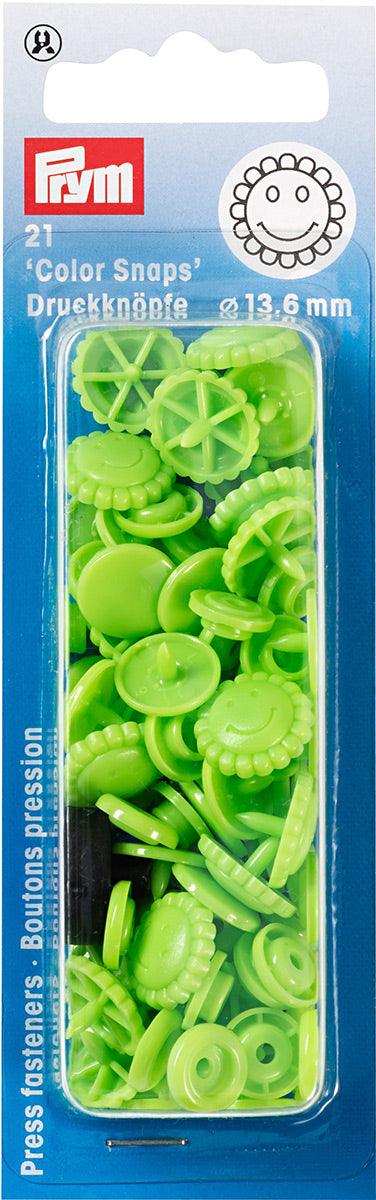 Set of 21 pimples color snaps flowers 13.6 mm - green