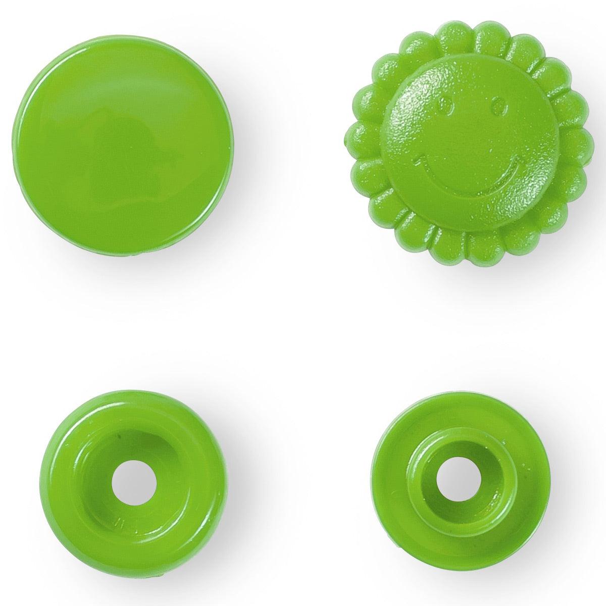 Set de 21 boutons pression Color Snaps Fleurs 13,6 mm - Vert