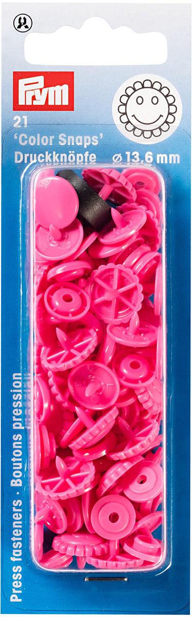 Set of 21 pimples color snaps flowers 13.6 mm - fuchsia