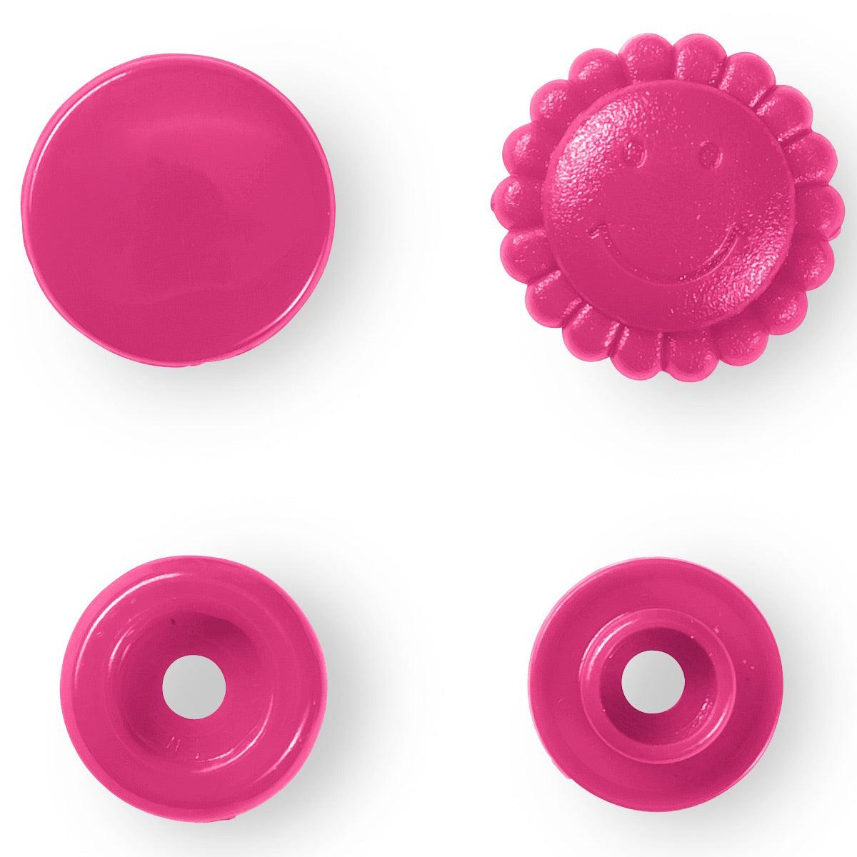 Set de 21 boutons pression Color Snaps Fleurs 13,6 mm - Fuchsia