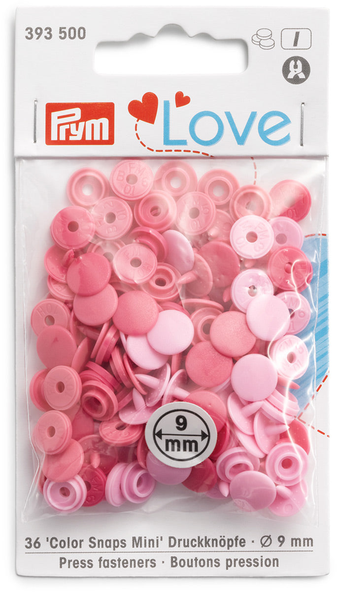 Set of 36 pimples color snaps mini 9 mm - pink camaïeu