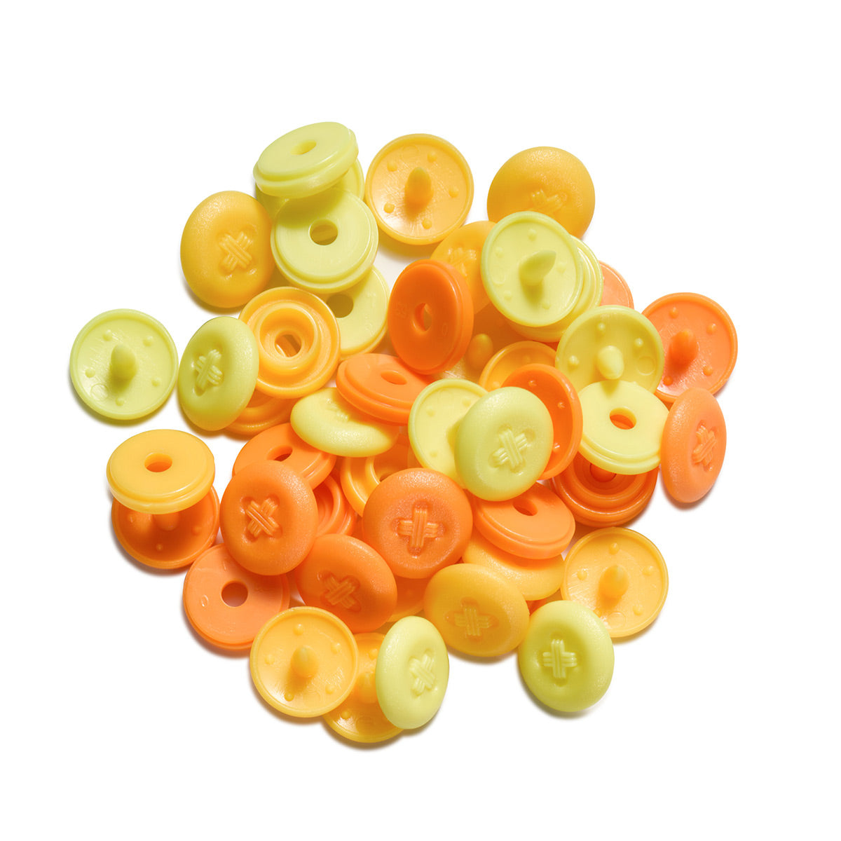 Set von 36 Pickeln Farbschnapps Mini 9 mm Optik - Gelb, Orange gelb und orange