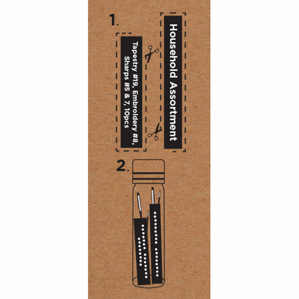 Glass tube of 10 premium sewing and embroidery needles