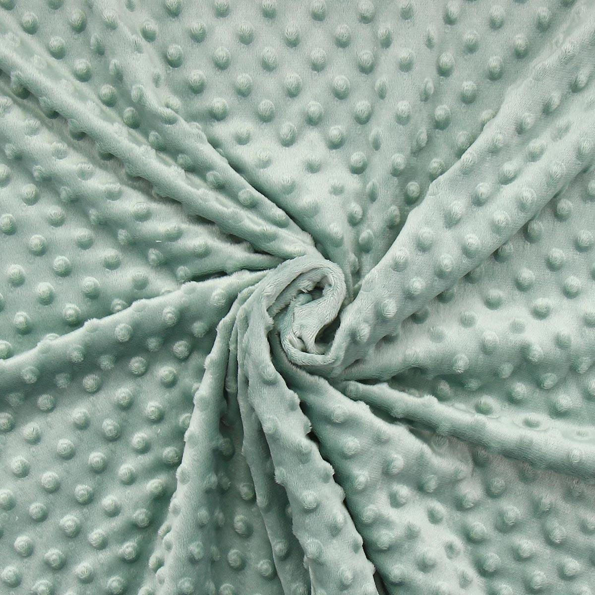 Tissu minky à pois - Vert de gris