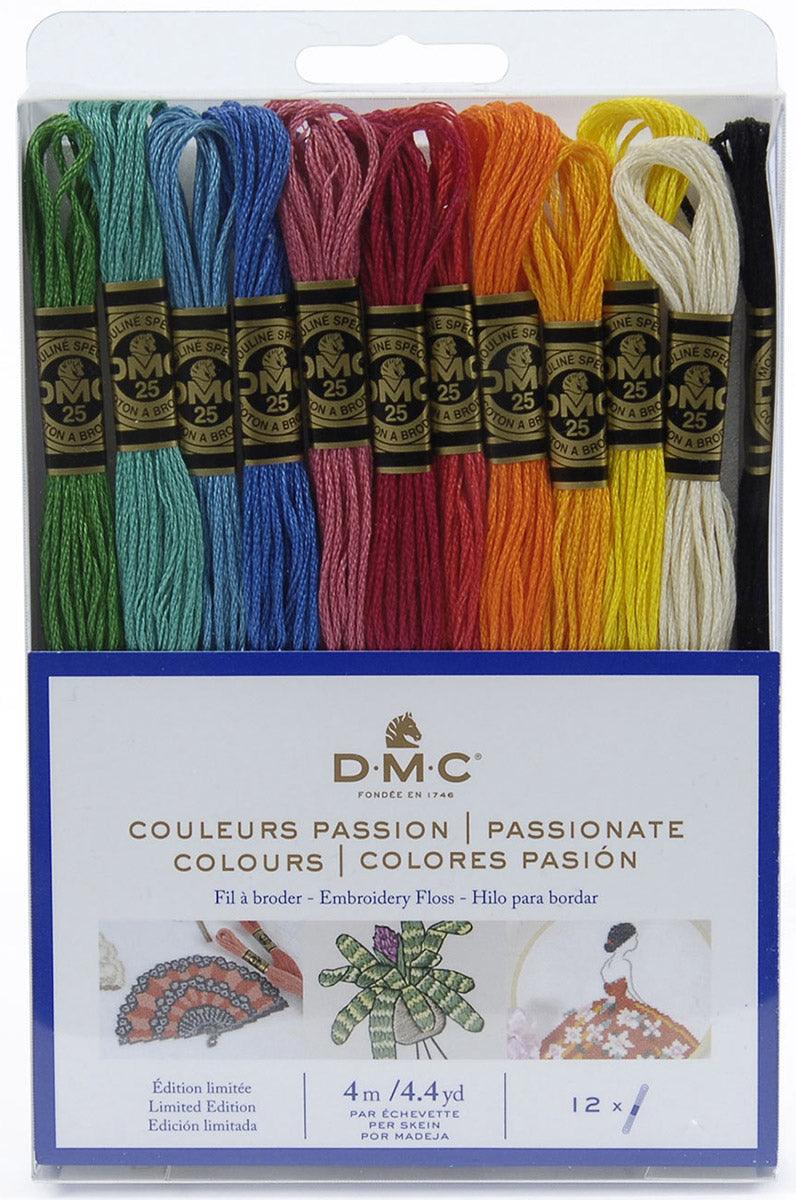 Pack de 12 échevettes fils à broder moulinés DMC - Couleurs passion