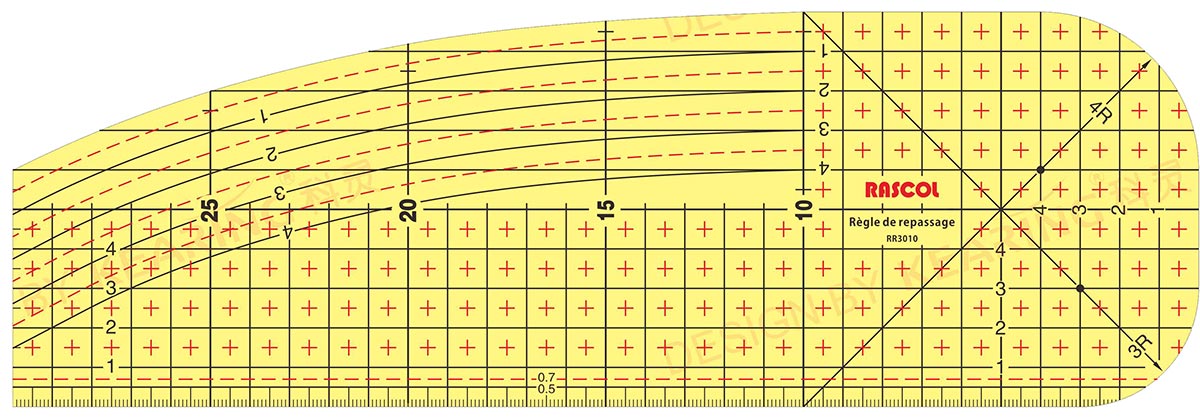 Hot ironing rule for hems 30 x 10 cm