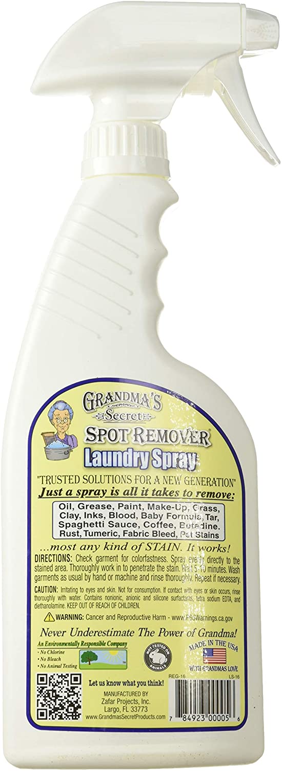 Spray staining off Grandma's Secret Spot Remover