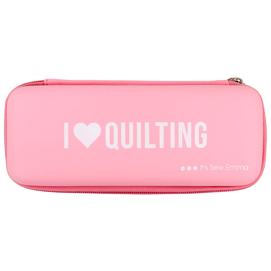 Pink rotary cutter storage bag - I love quilting