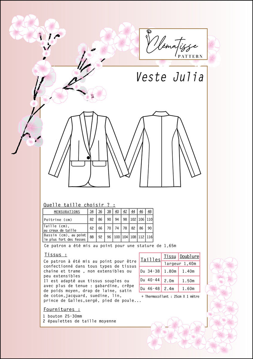 JULIA jacket boss - Clématisse pattern