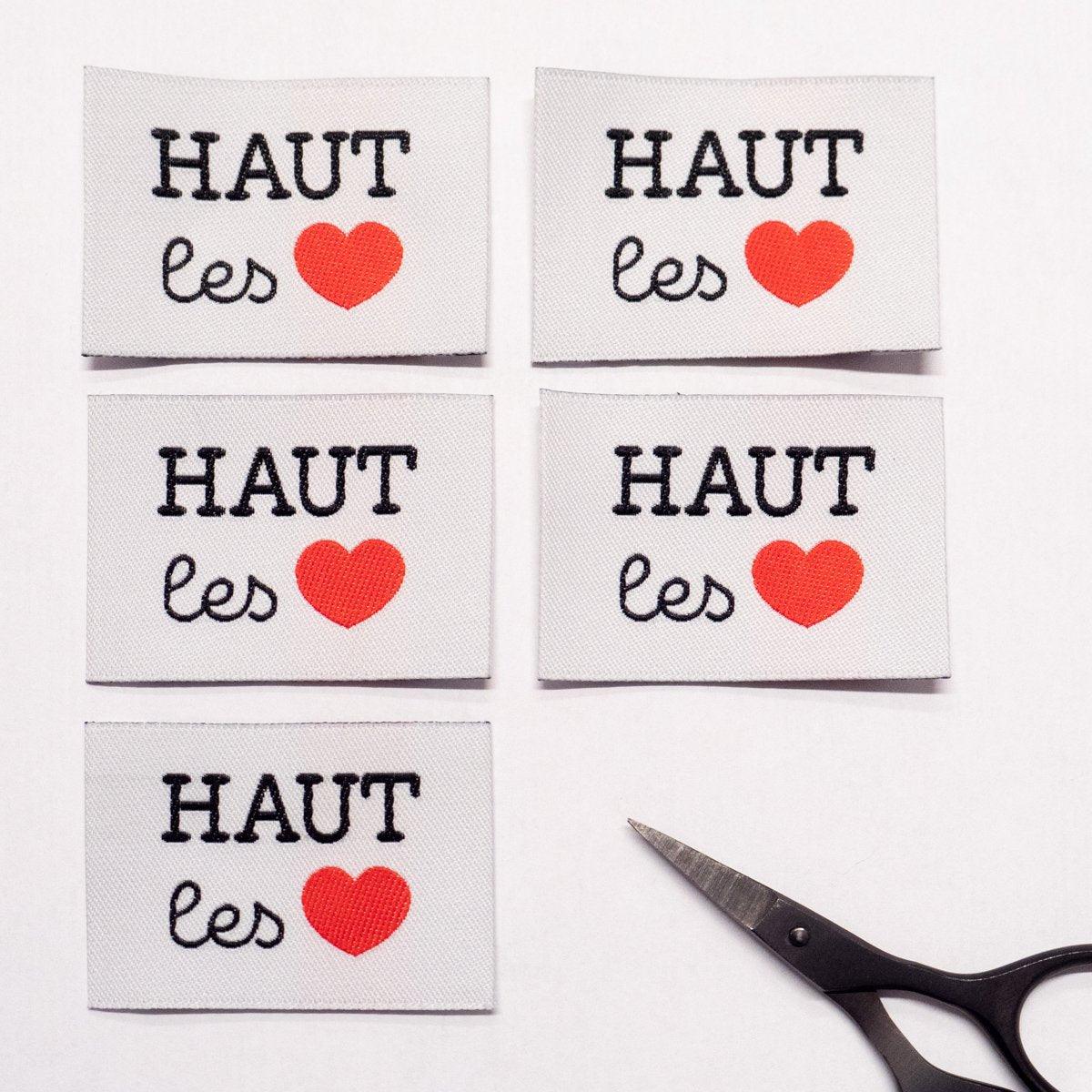 Set of 5 woven labels - High hearts