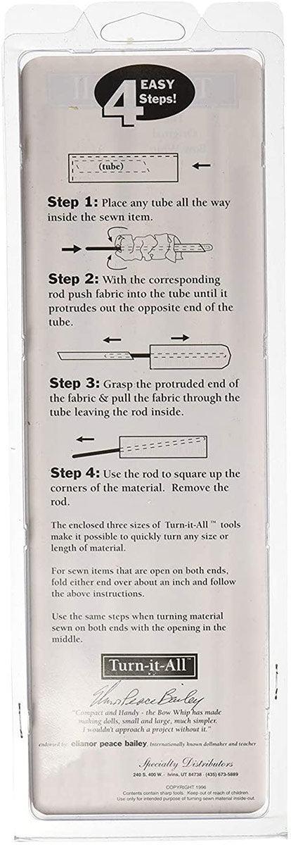 Tool to turn over a turn-it-all fabric tube