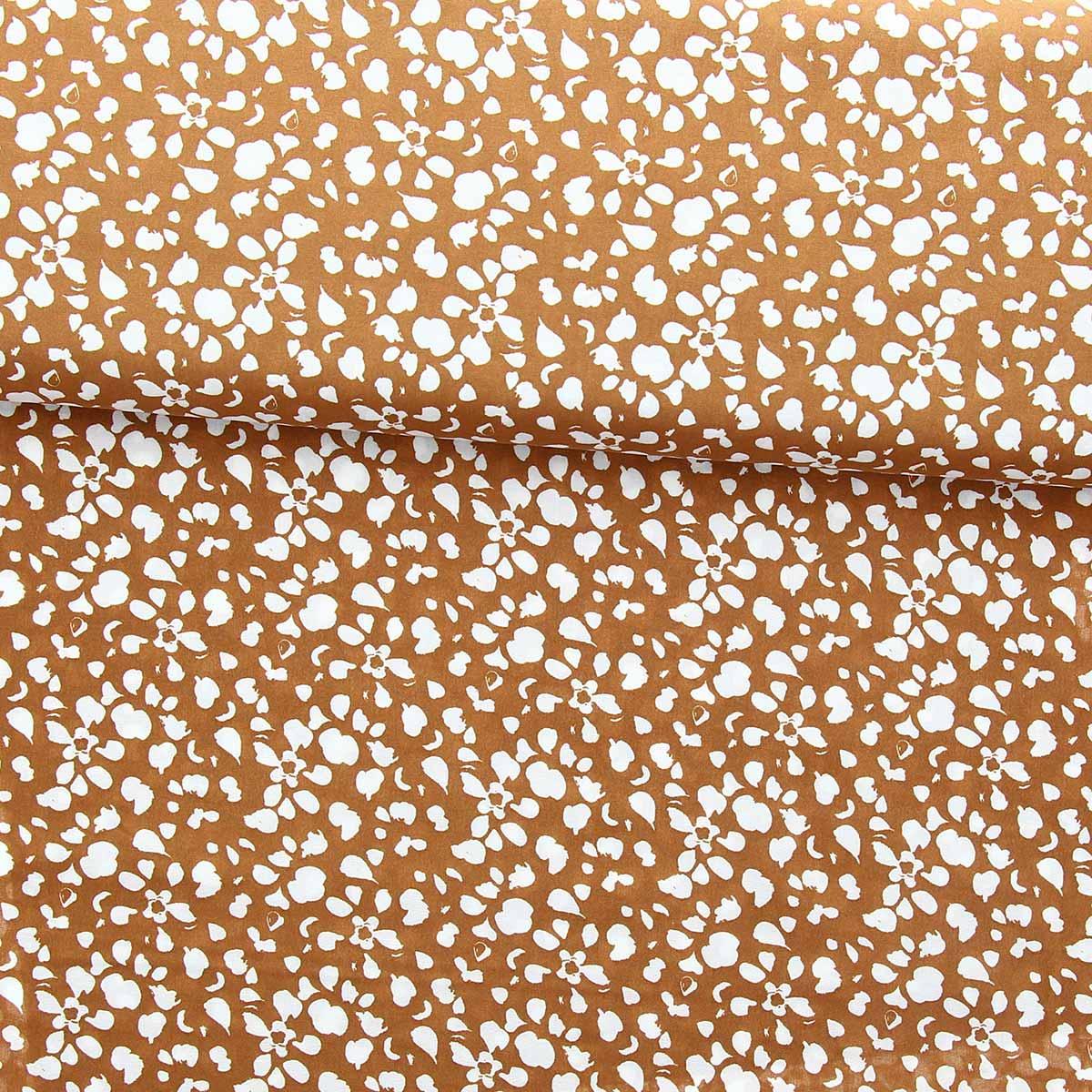 Fantasy viscose fabric - Rello ocher and white