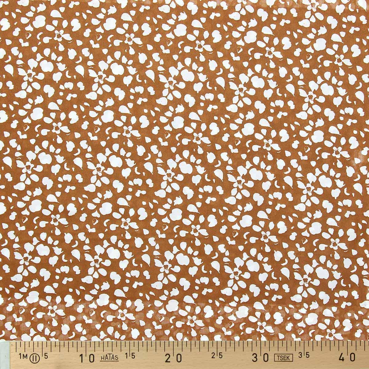 Tissu viscose fantaisie - Rello ocre et blanc