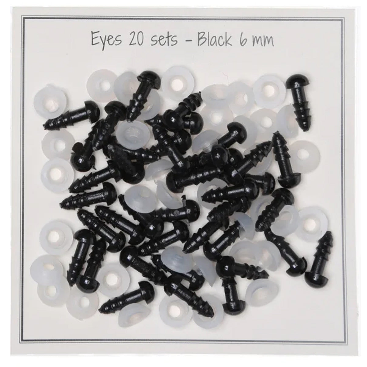 6 mm schwarze Sicherheitsaugen - 20 Paare