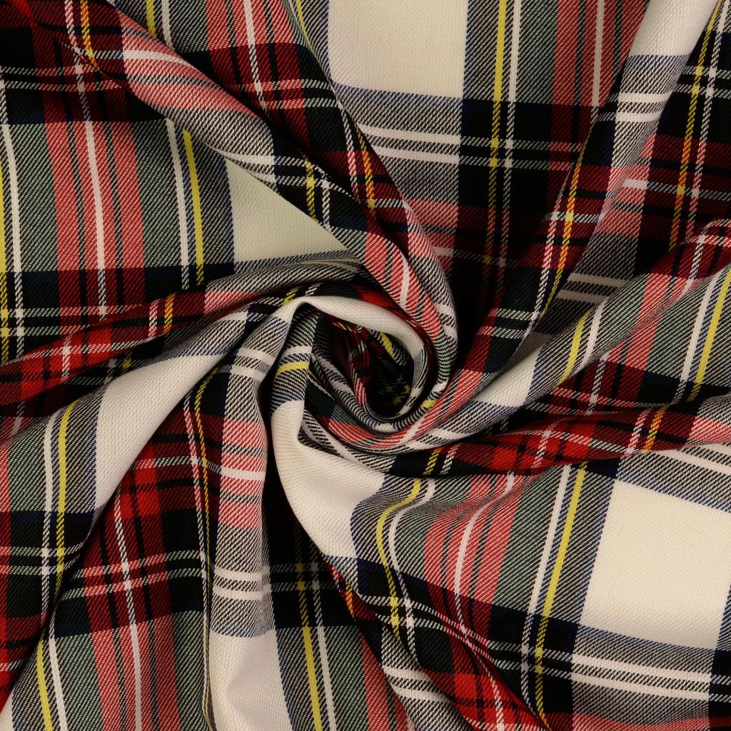 Scottish tartan fabrics - red and ecru