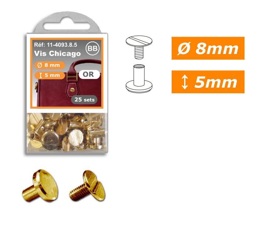 25 chicago screws 8 mm x 5 mm - gold