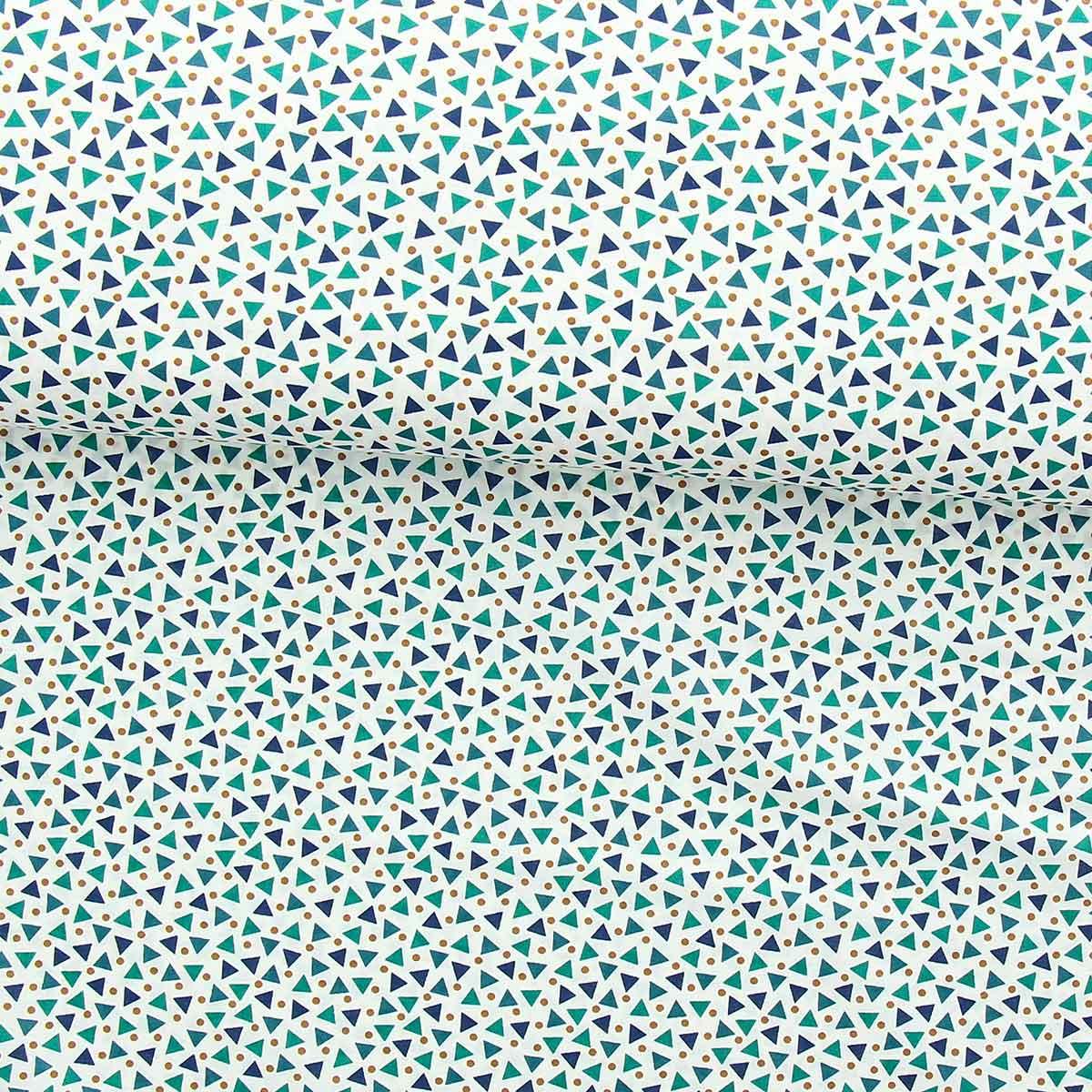 Cotton poplin fabric - White and blue triada