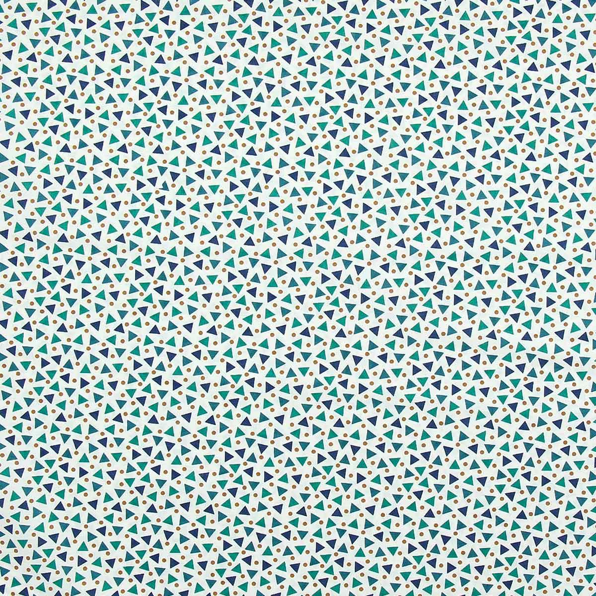 Cotton poplin fabric - White and blue triada