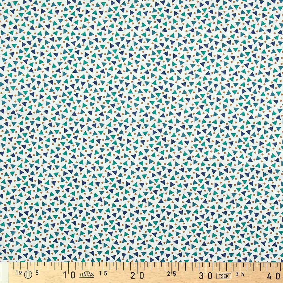 Cotton poplin fabric - White and blue triada